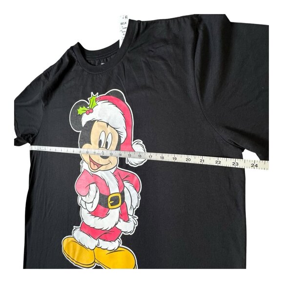 Disney Mickey Mouse Santa Christmas Tee Black XL Holiday Ugly Xmas Shirt NWT - Picture 6 of 8